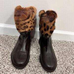 Sambapati Real Fur Trim Boots w/ Metallic Studs
